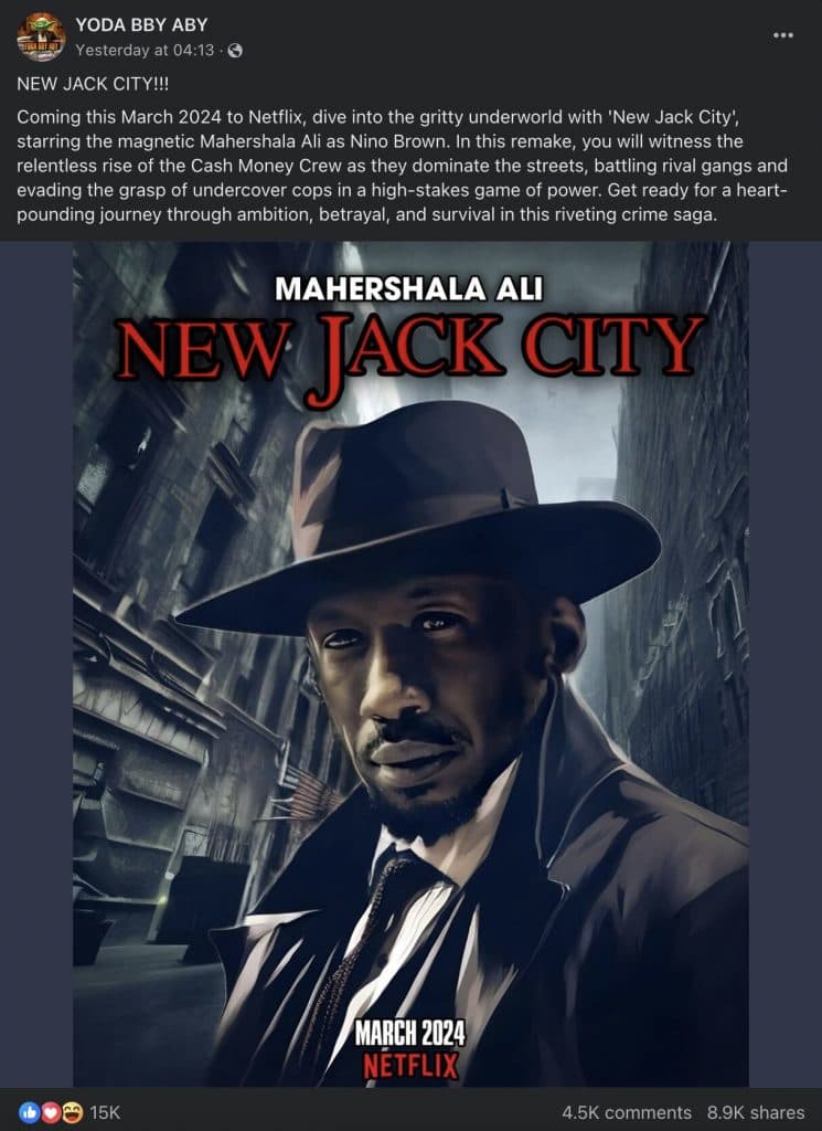 The fake poster for New Jack City on Netflix