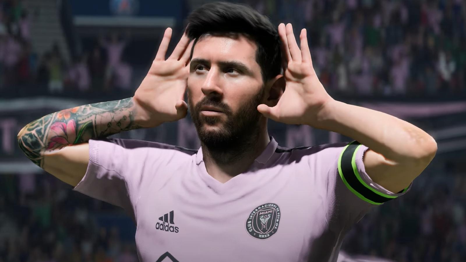 Messi in EA FC 24 celebrating