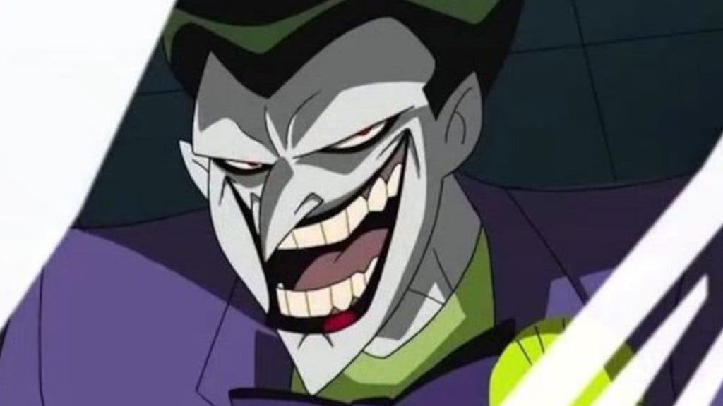 Mark Hamill's Joker grins ominously.