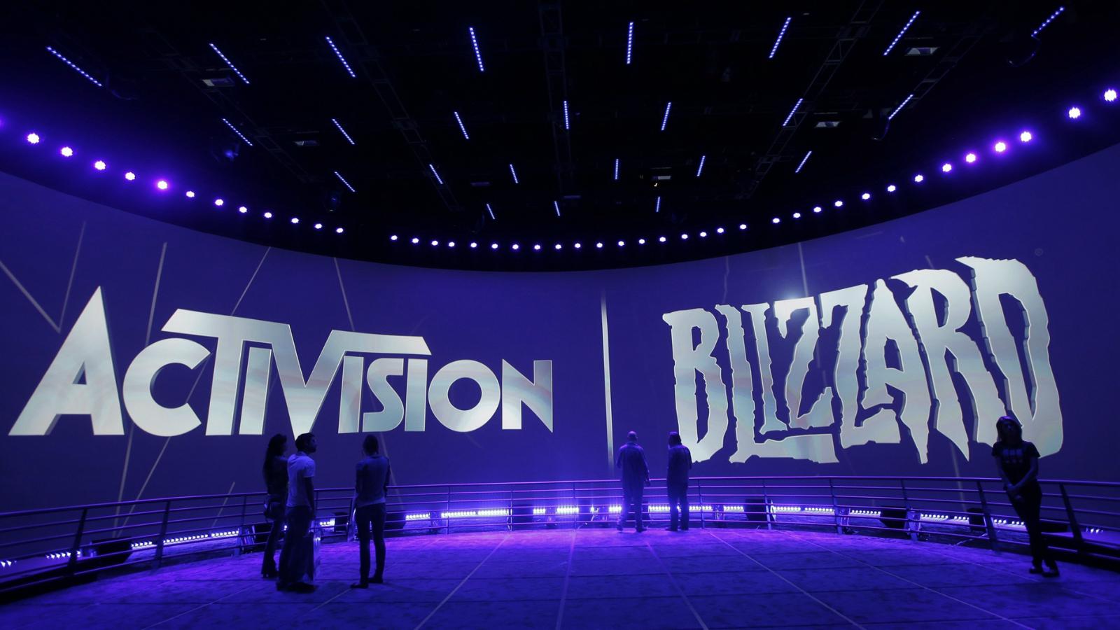 Activision Blizzard logos in an event space