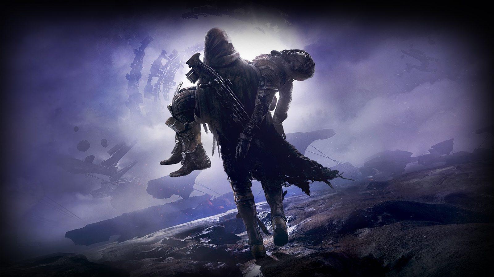Cover art from Destiny 2 Forsaken showing Cayde 6 being carried