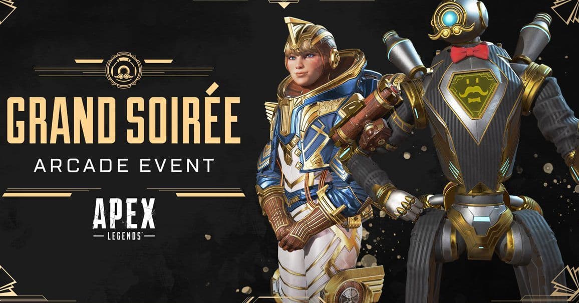 Apex Legends Grand Soirée Arcade event image with Pathfinder and Wattson skins