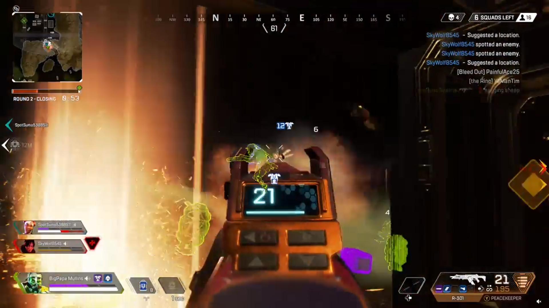 Octane trapped by Thermites and Caustic Nox gas in Apex Legends
