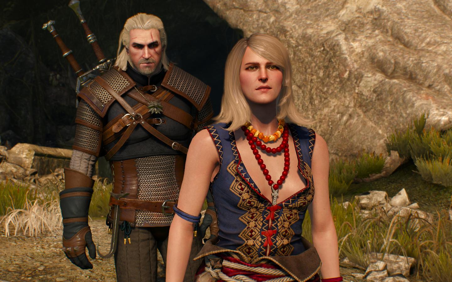 Geralt of Rivia with Kiera Metz in Witcher 3