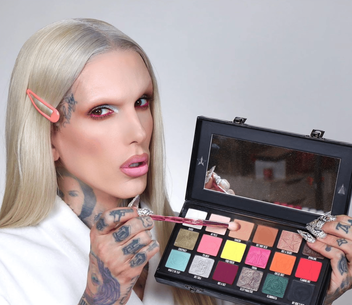 Jeffree Star poses with Shane Dawson Conspiracy Palette