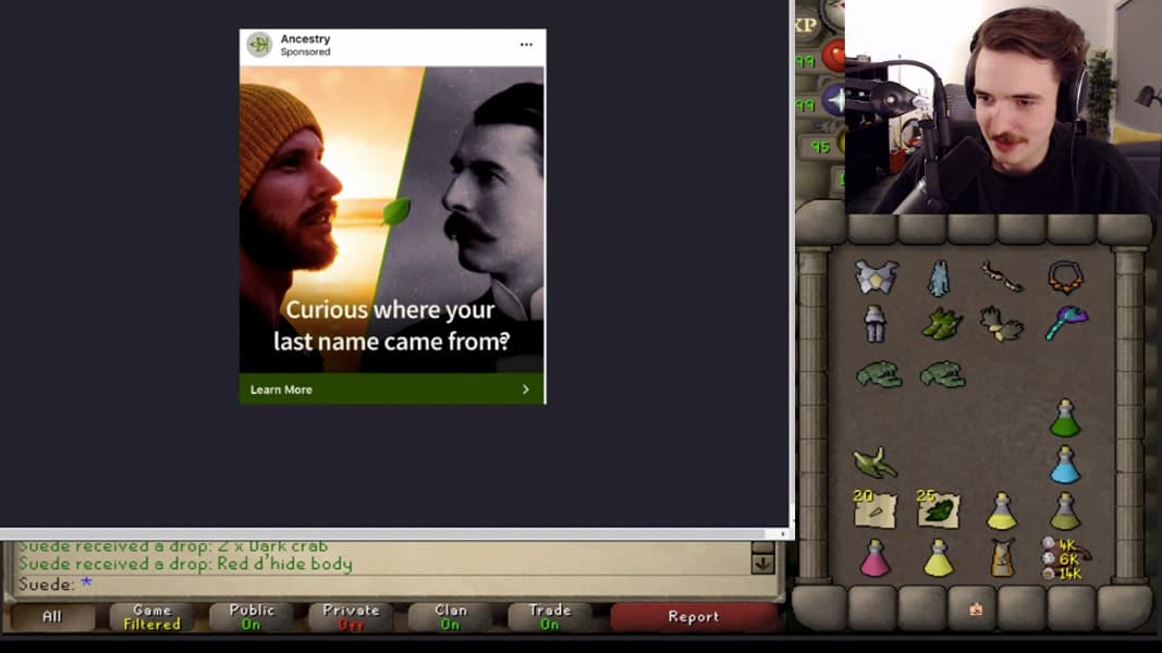 A screenshot from the Twitch streamer ItsWill