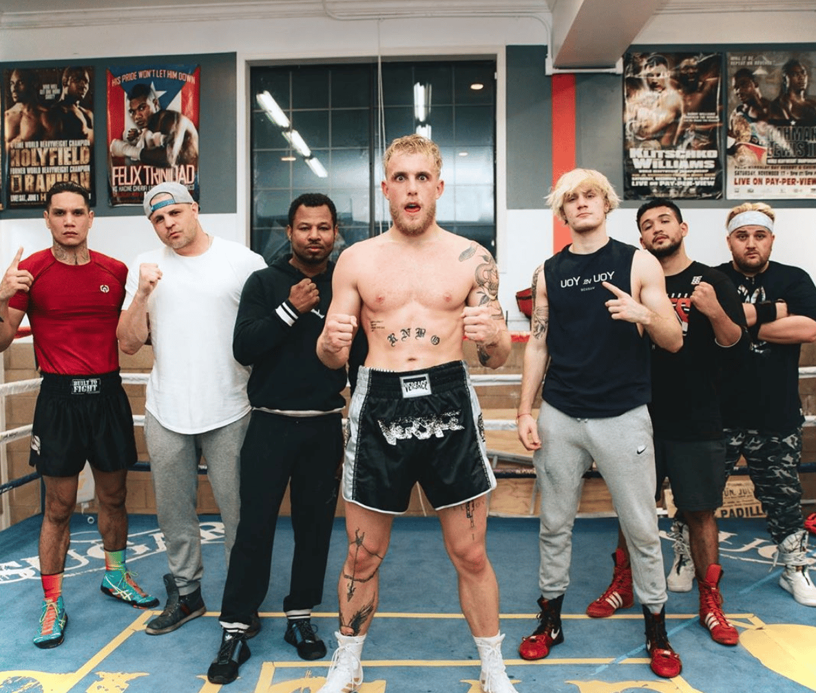 Jake Paul poses with his boxing team