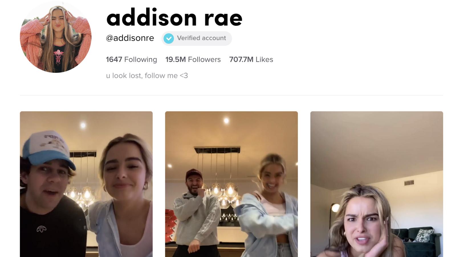 Addison Rae TikTok profile