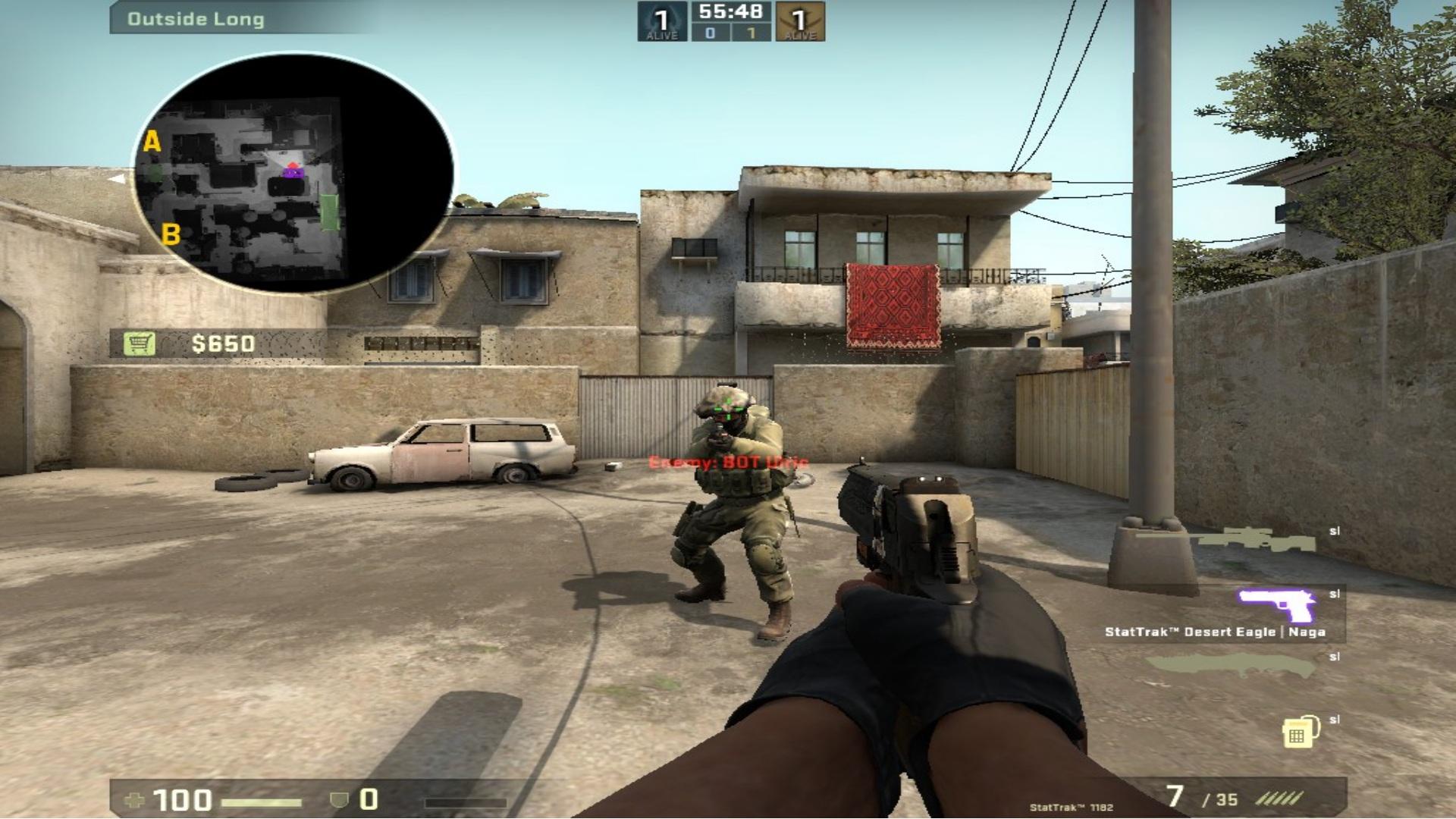 Stretched resolution in CSGO aiming at an enemy