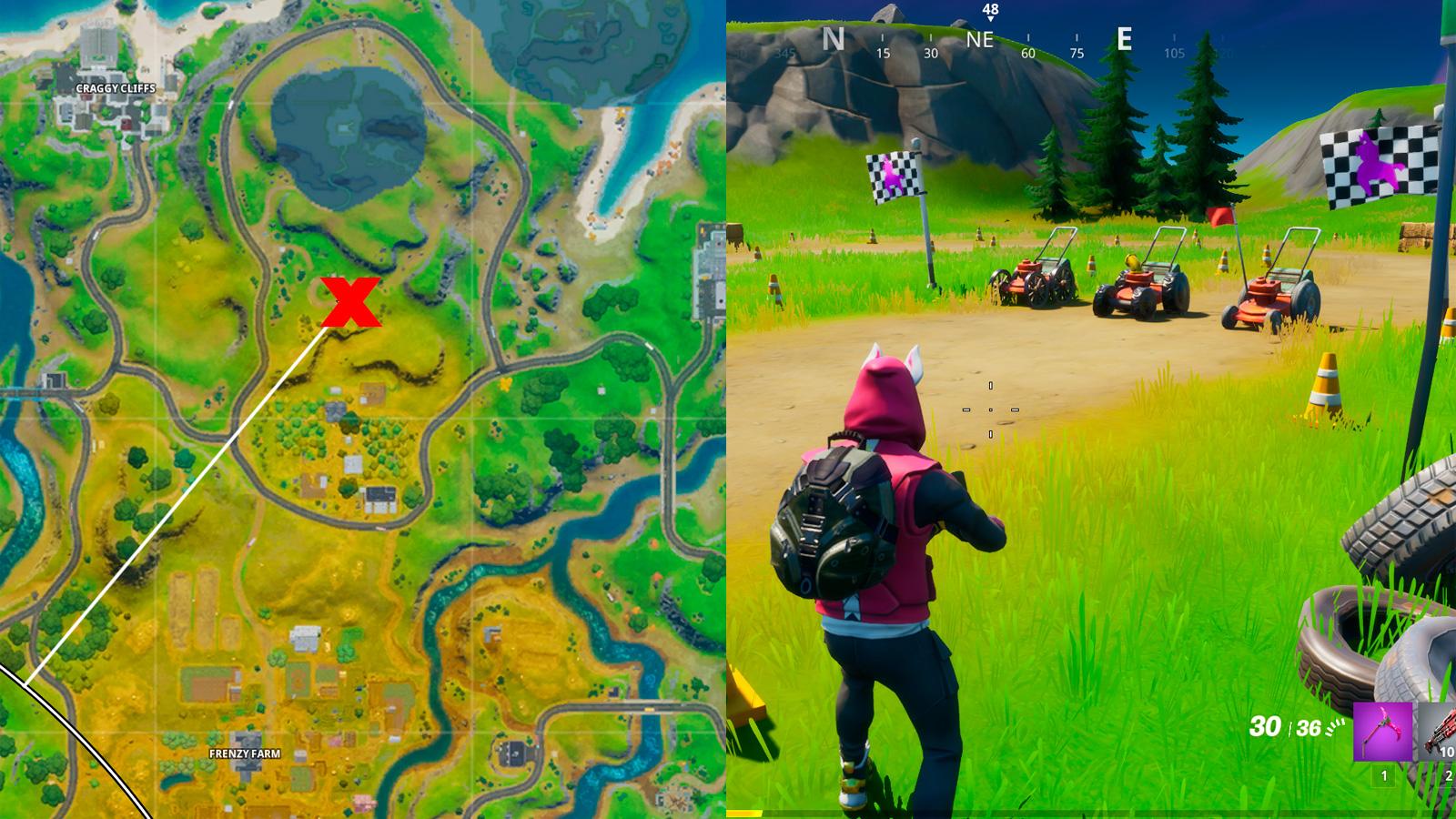 Map and location of Mowdown spot in Fortnite.