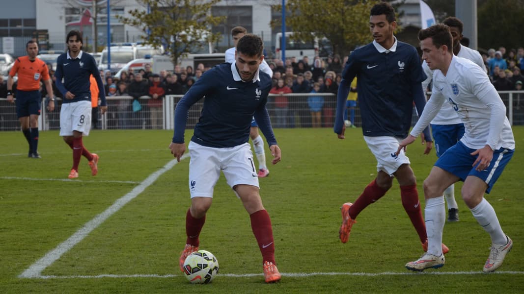 An image of Neal Maupay in action for France in the Toulon Tournament