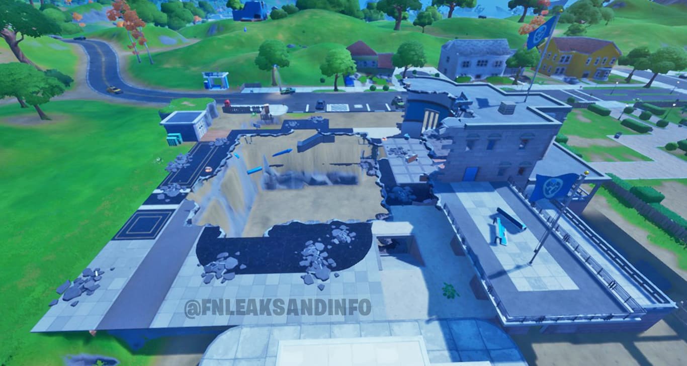 The Agency in Fortnite after being destroyed.
