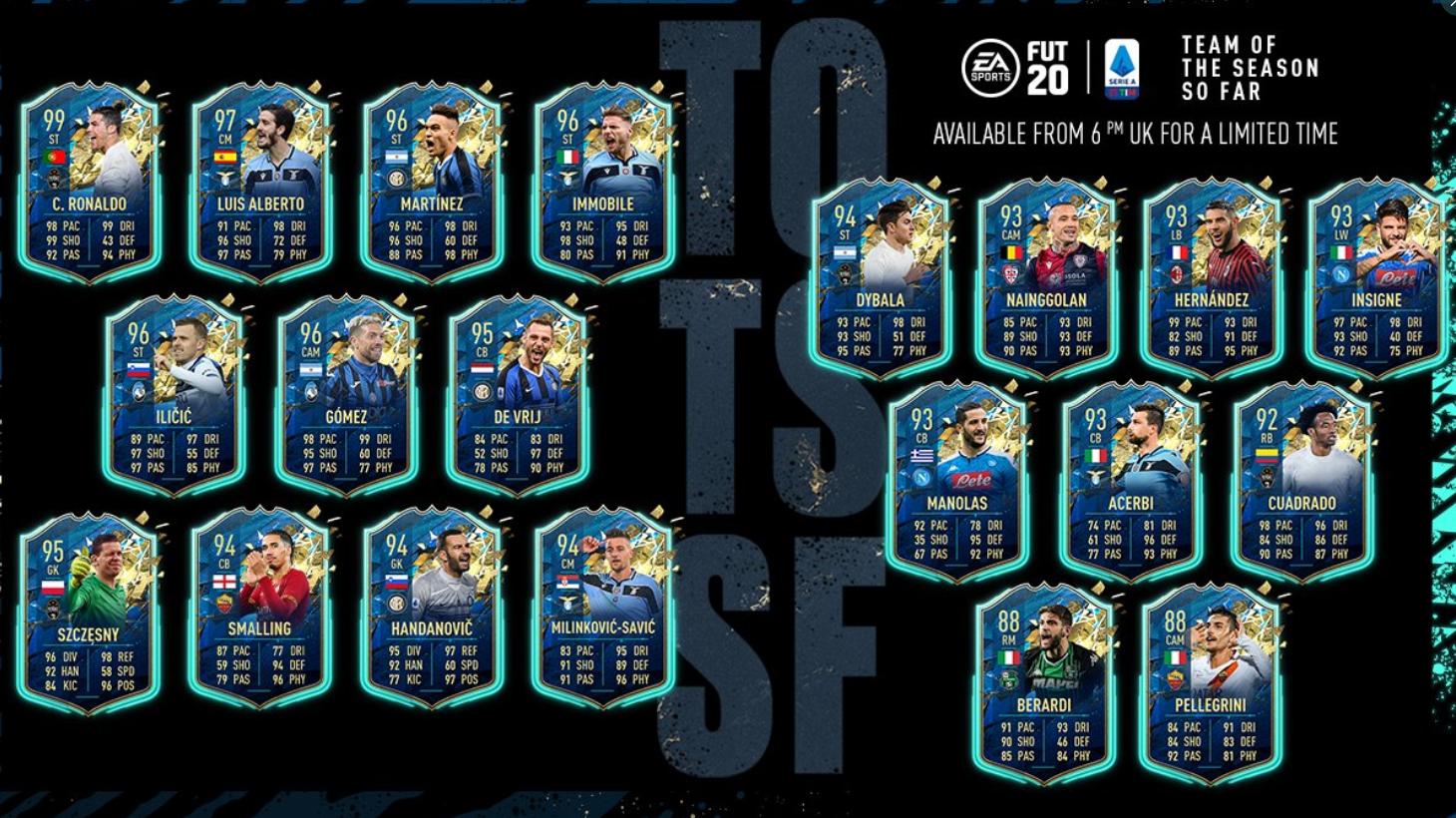 You can unlock any of the high-rated players from the Serie A Team of the Season So Far (TOTSSF) thanks to this new FIFA 20 SBC.