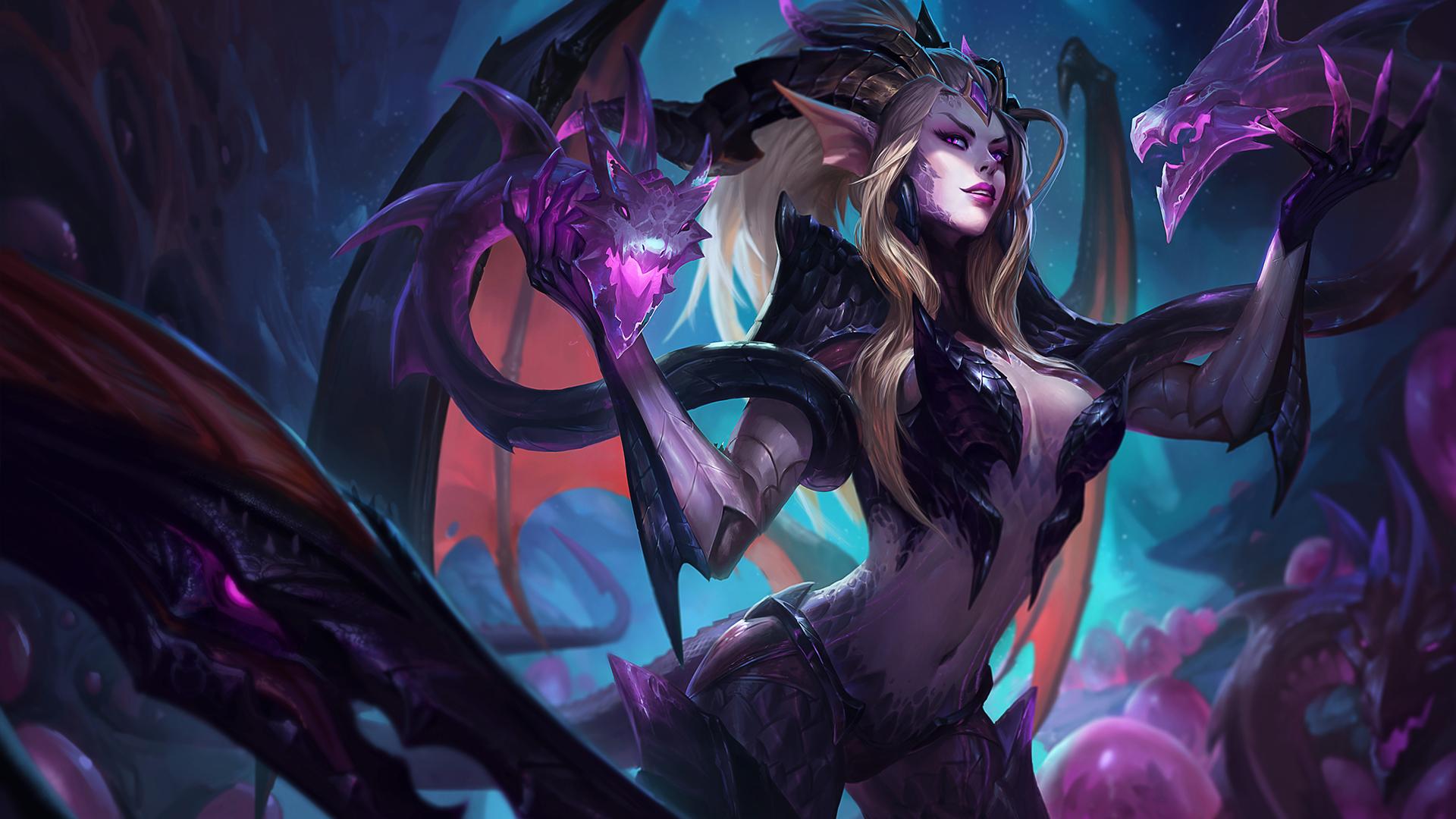 Dragon Sorceress Zyra splash art for League of Legends