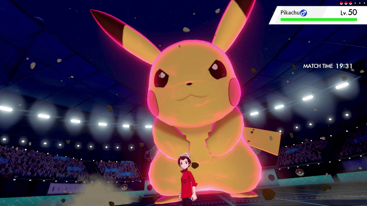 Dynamax Pikachu can eat Dynamax Soup to grow larger and more powerful.