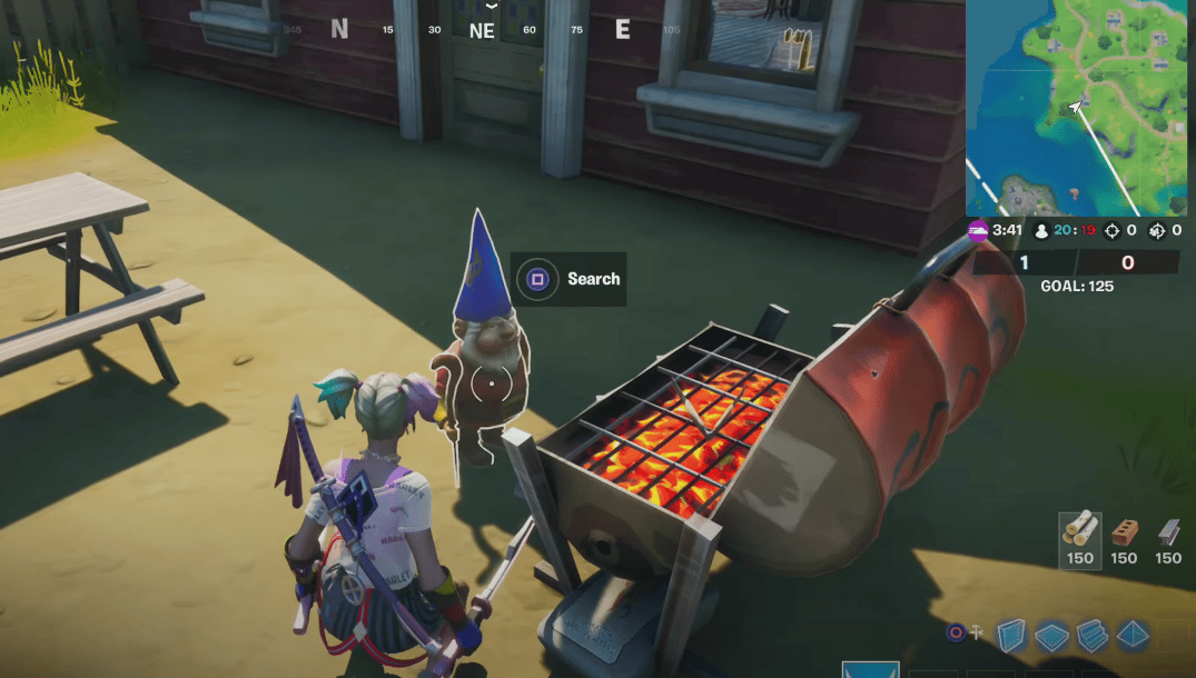 Gnome in Fortnite at barbeque location