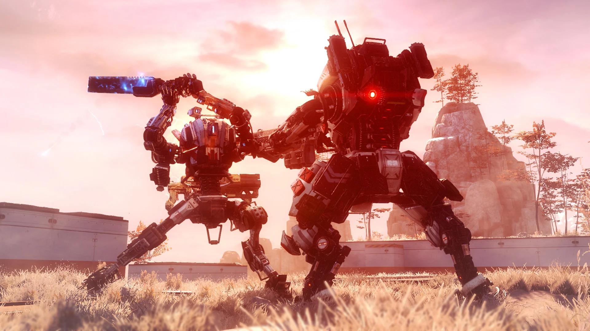 Two Titans battle in the Respawn title Titanfall 2.