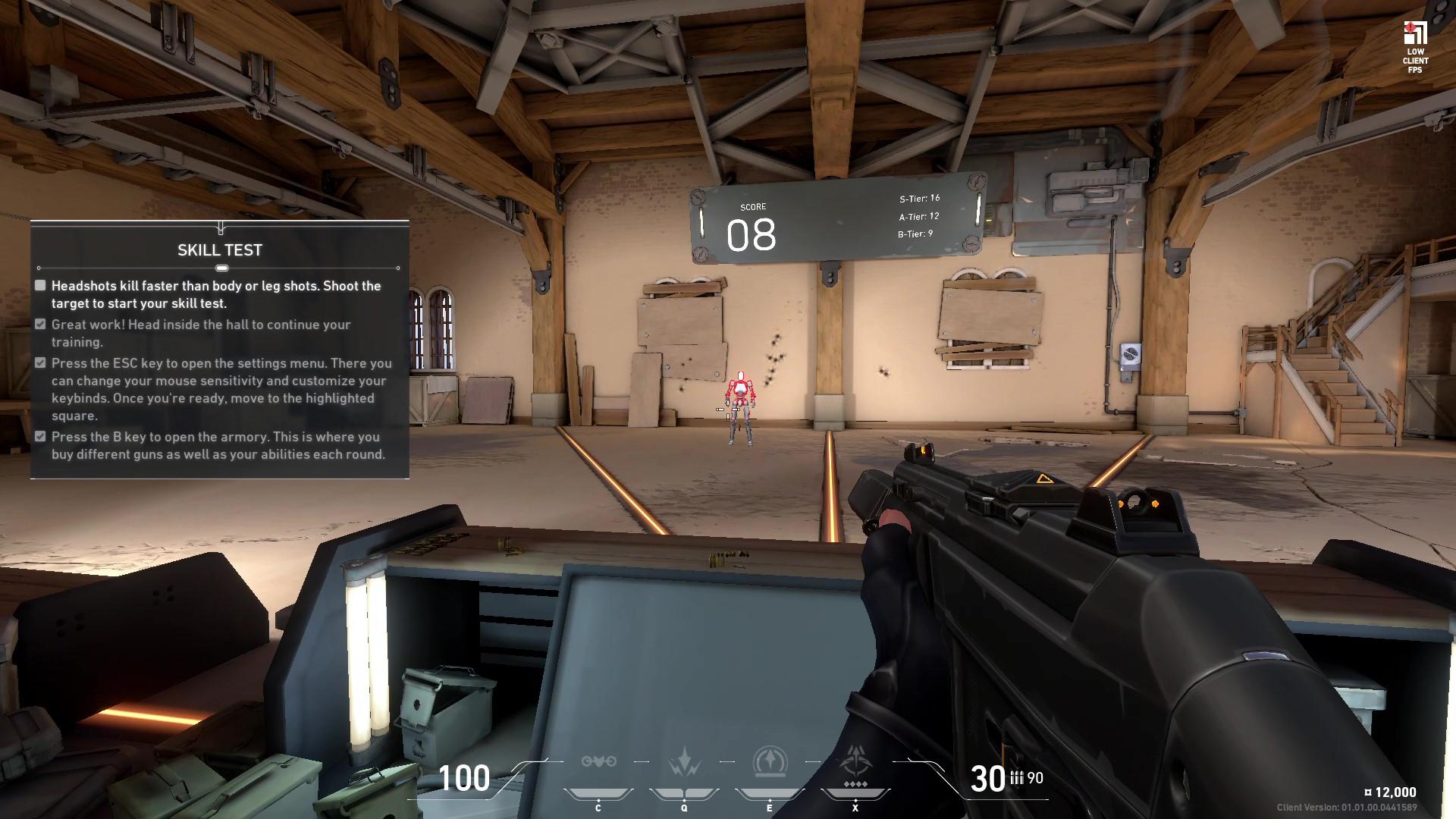 Test your skills at The Range in Valorant when you first jump in.
