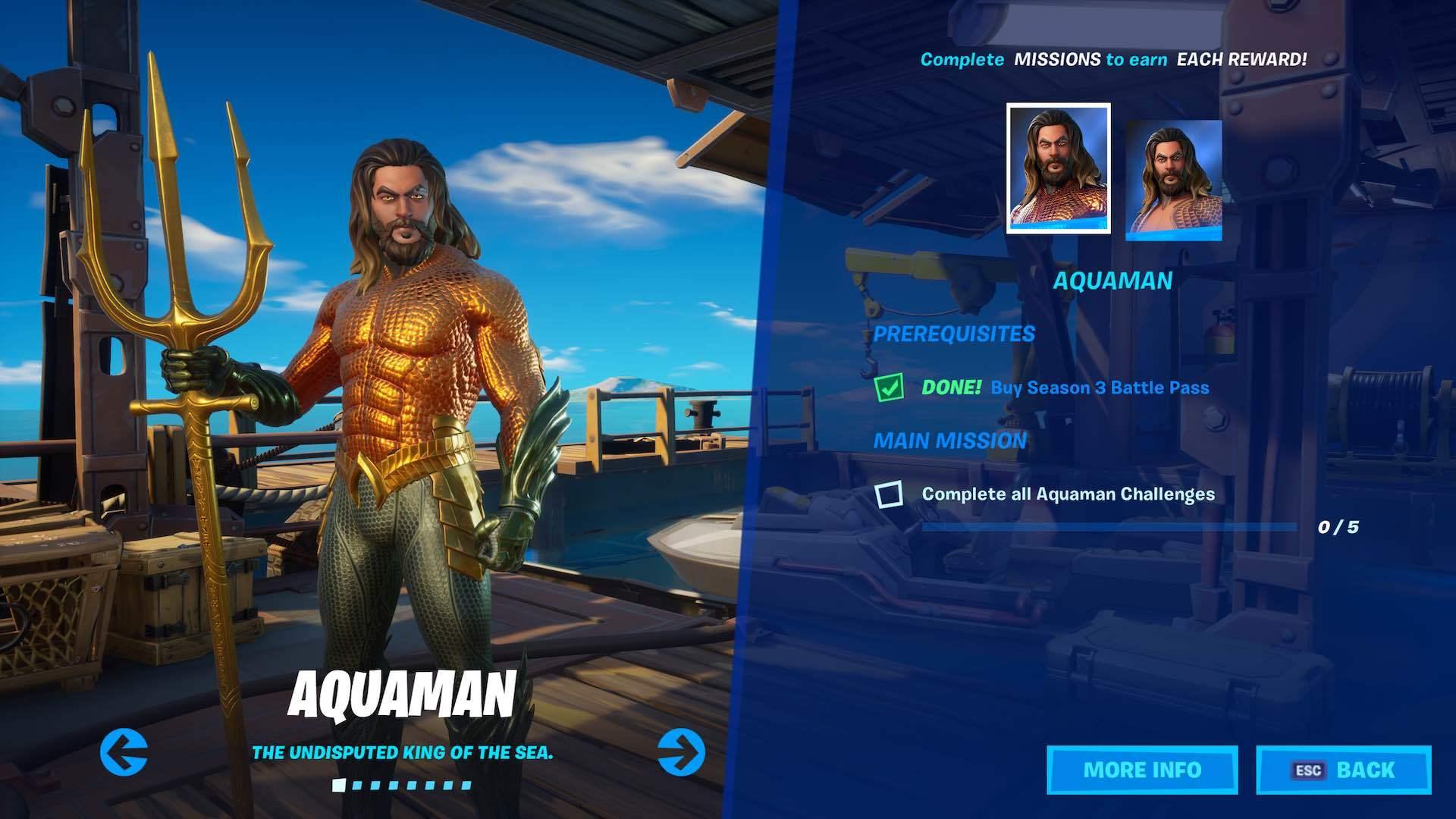 Aquaman skin screen in fortnite
