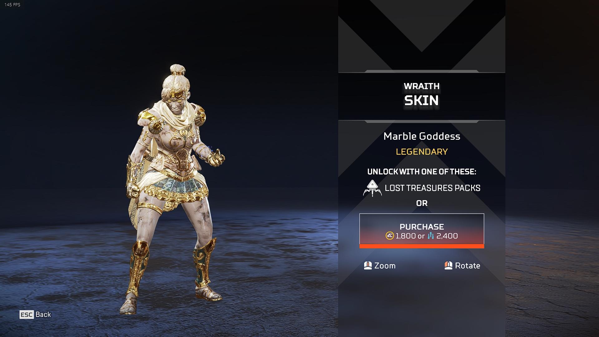 Wraith marble goddess skin in Apex Legends Lost Treasures event
