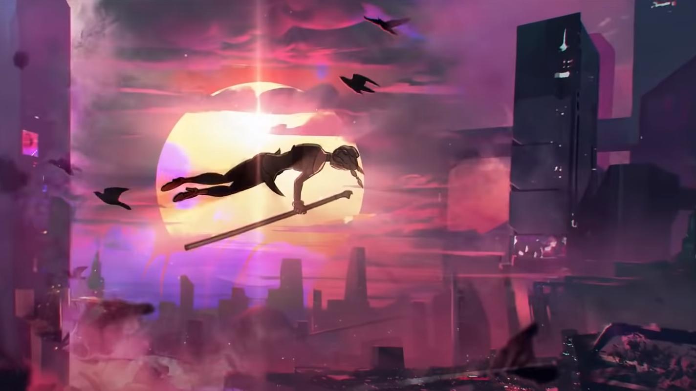 Cartoon Loba floats above Olympus in the Apex Legends Season 5 trailer.