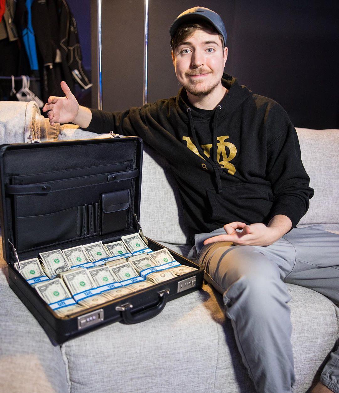 Mr Beast with briefcase of cash