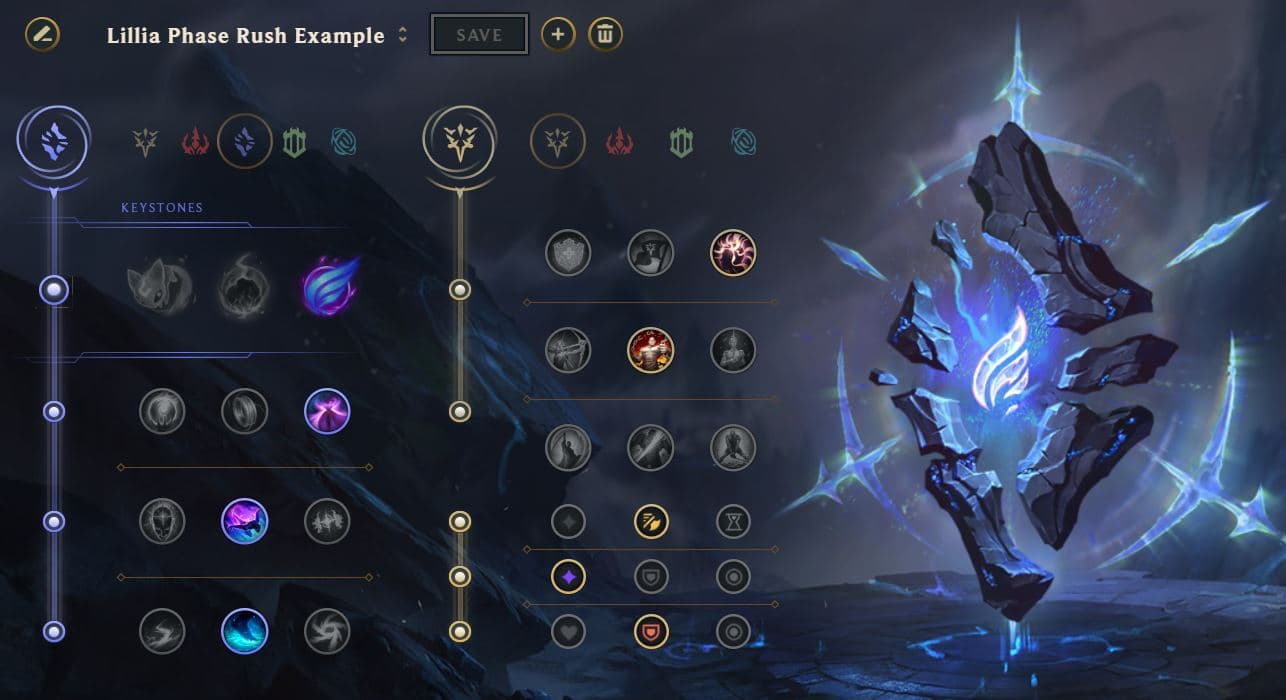 Lillia Phase Rush rune page guide example