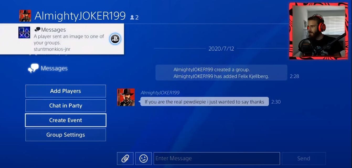 pewdiepie flooded with messages on PS4
