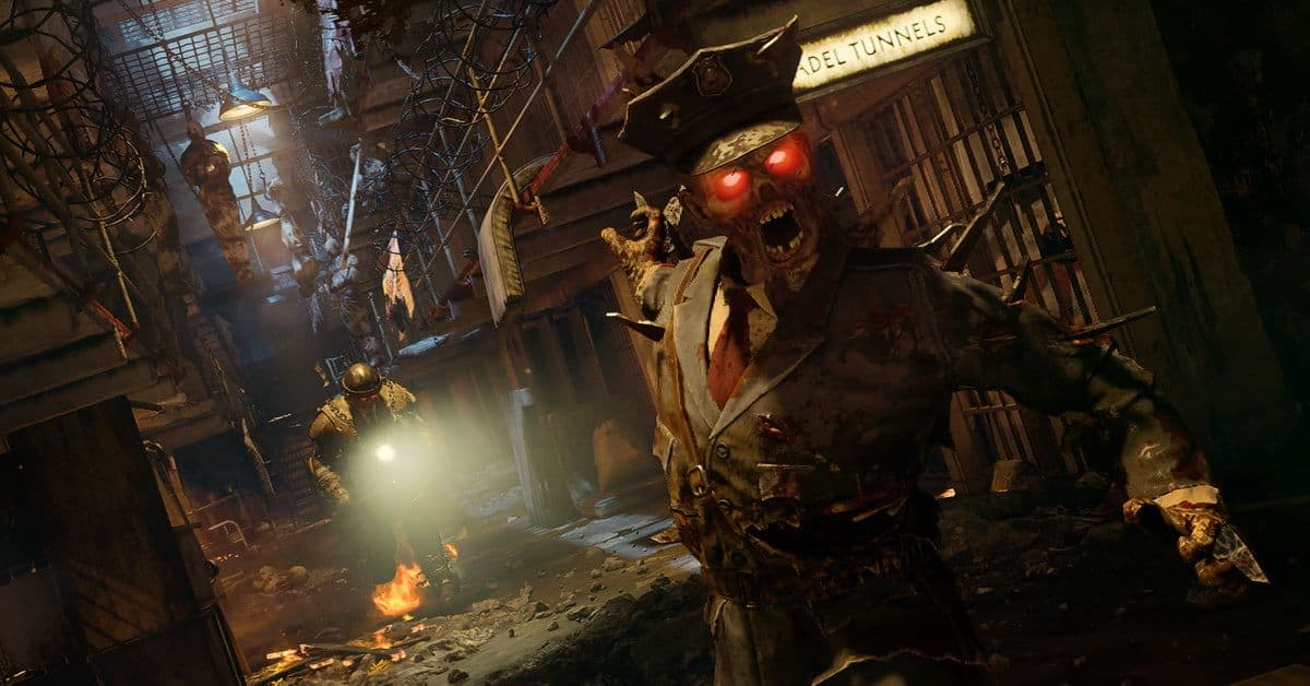 Call of Duty Zombies enemy charges at the screen.