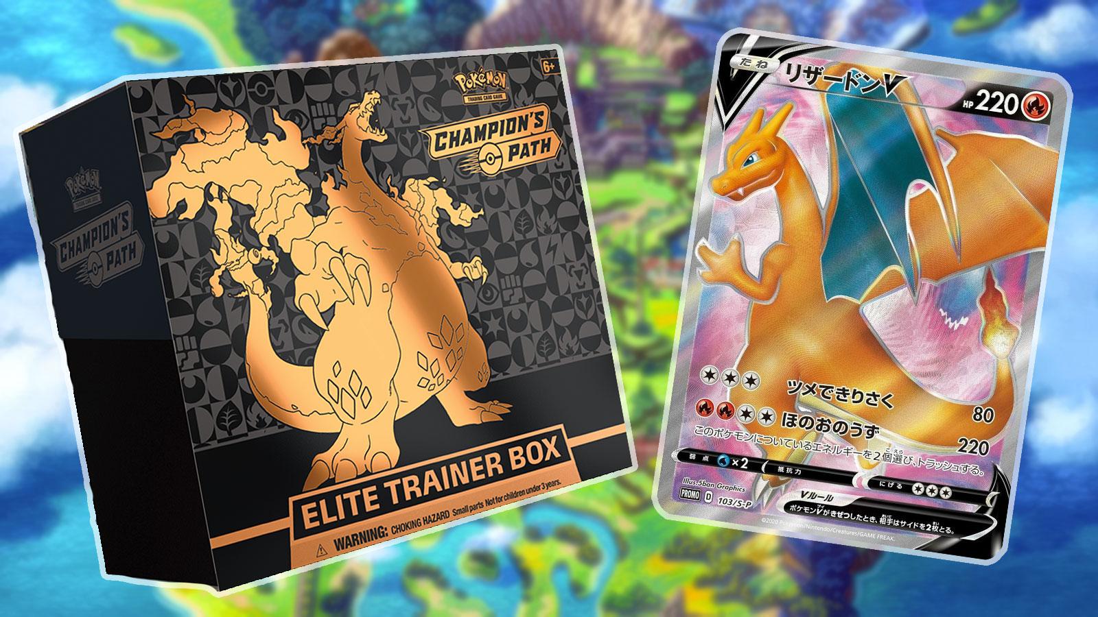 pokemon champion's path elite trainer box with charizard v card
