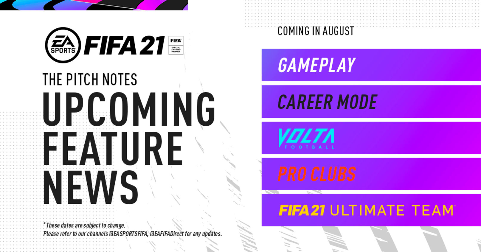 FIFA 21's content schedule