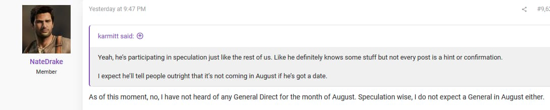 NateDrake comments on August direct