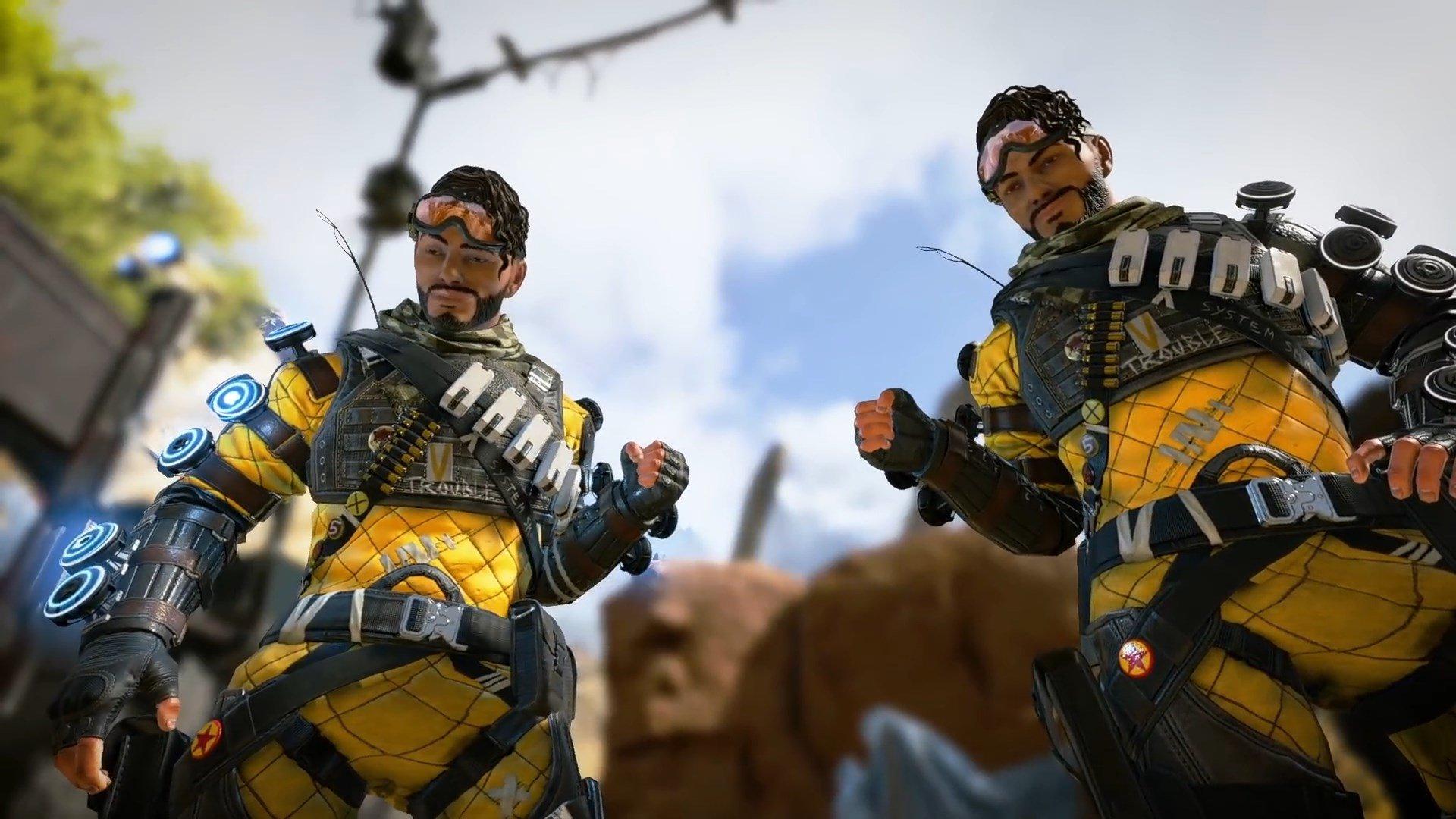 Mirage fist bumping himself in Apex Legends