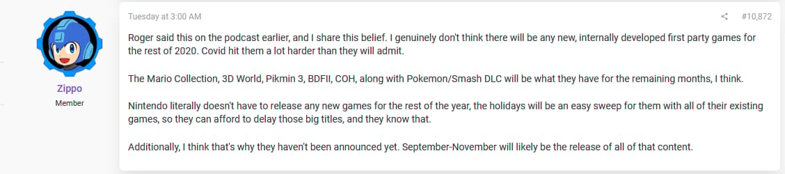 Zippo comments on Nintendo rumors