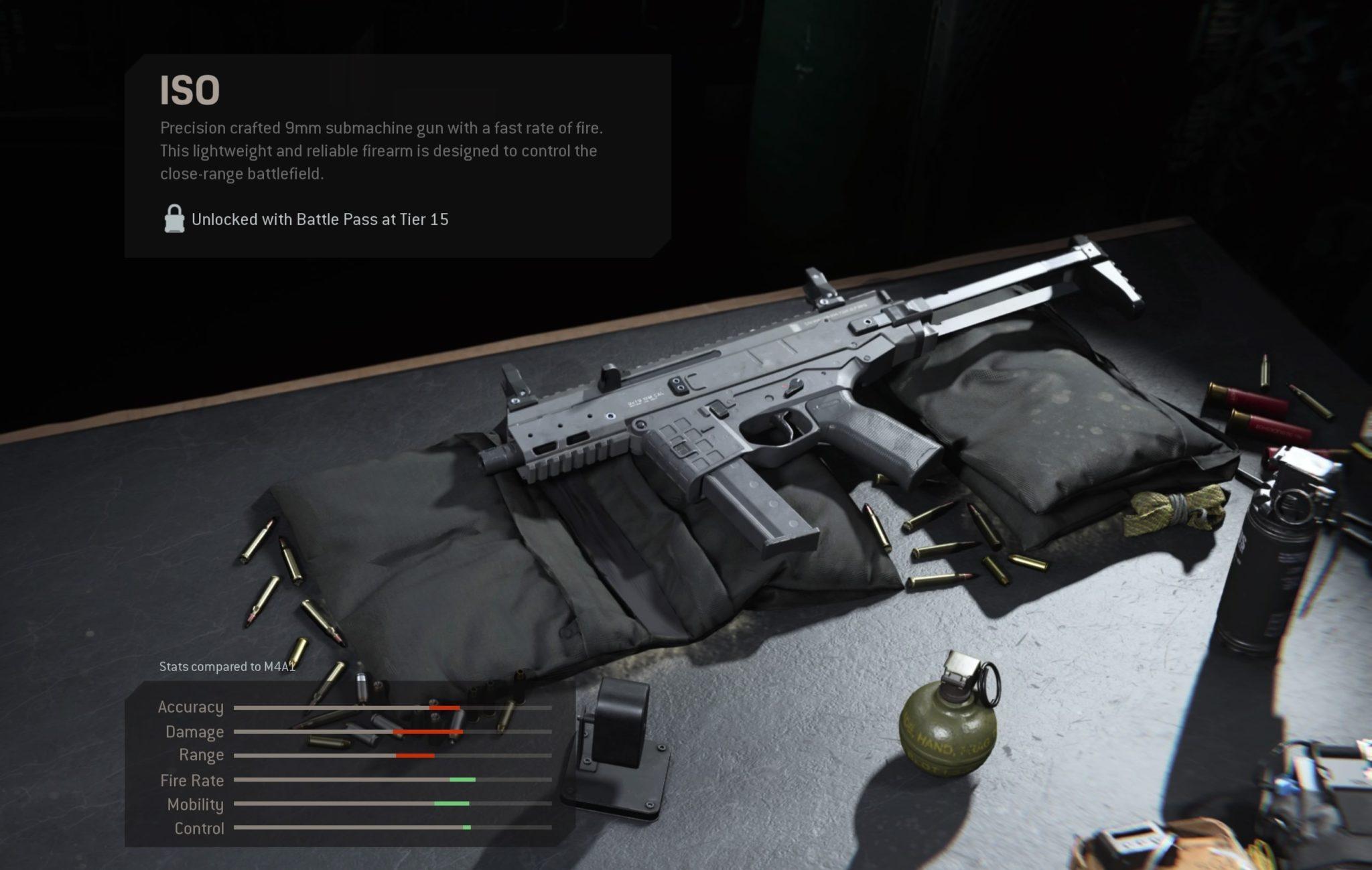 The ISO submachine gun as it appears in the Modern Wafare armory.