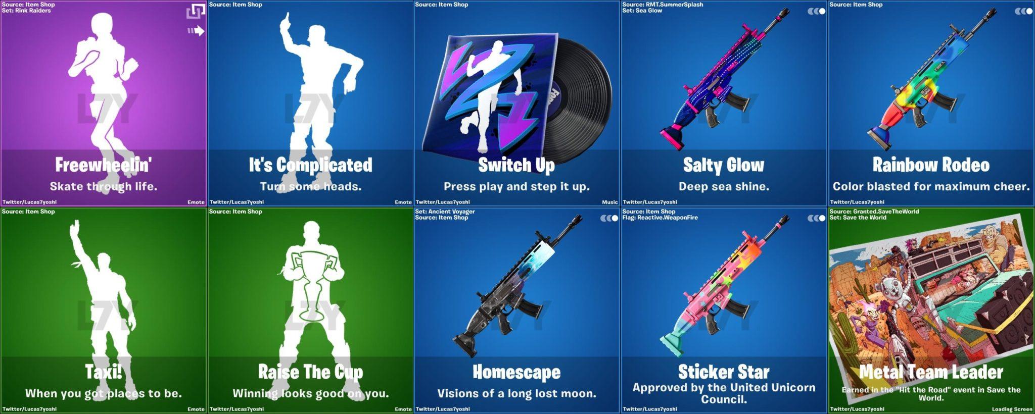 Leaked Fortnite v13.40 weapon camos and emotes
