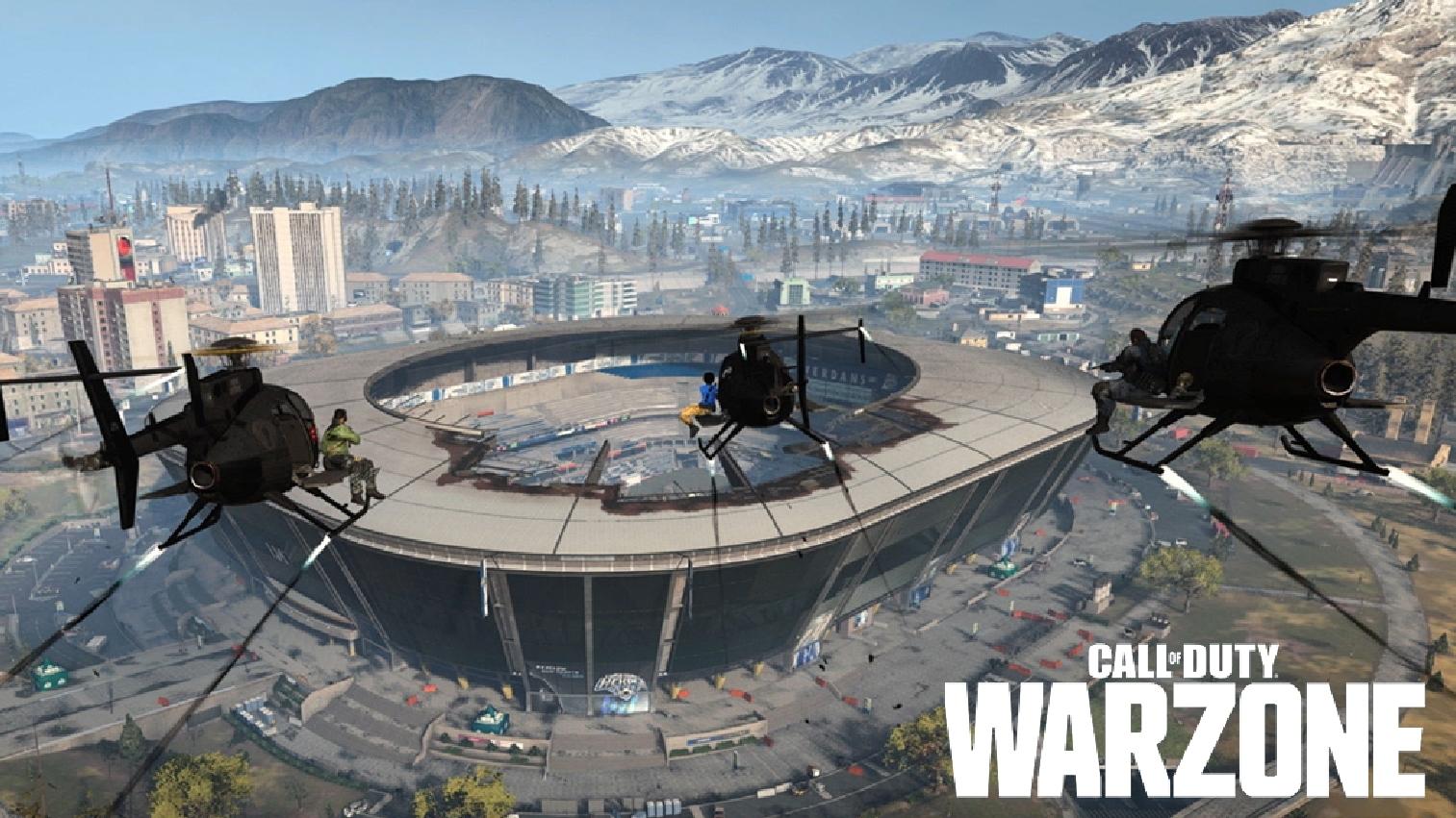 warzone Stadium with helicopters in season 5