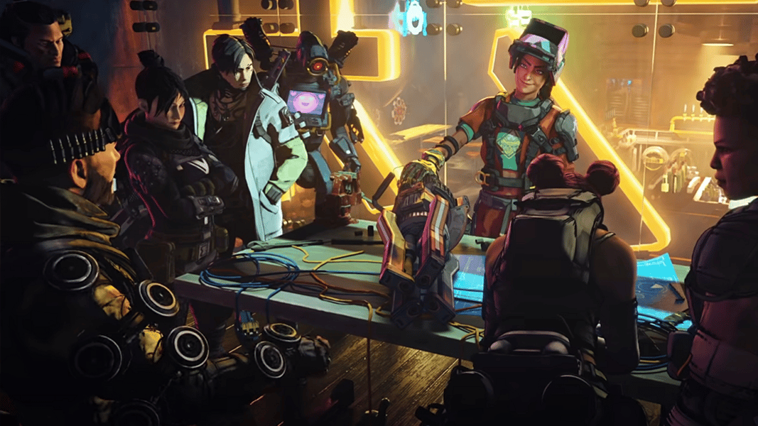 Apex Legends characters gathered around a table