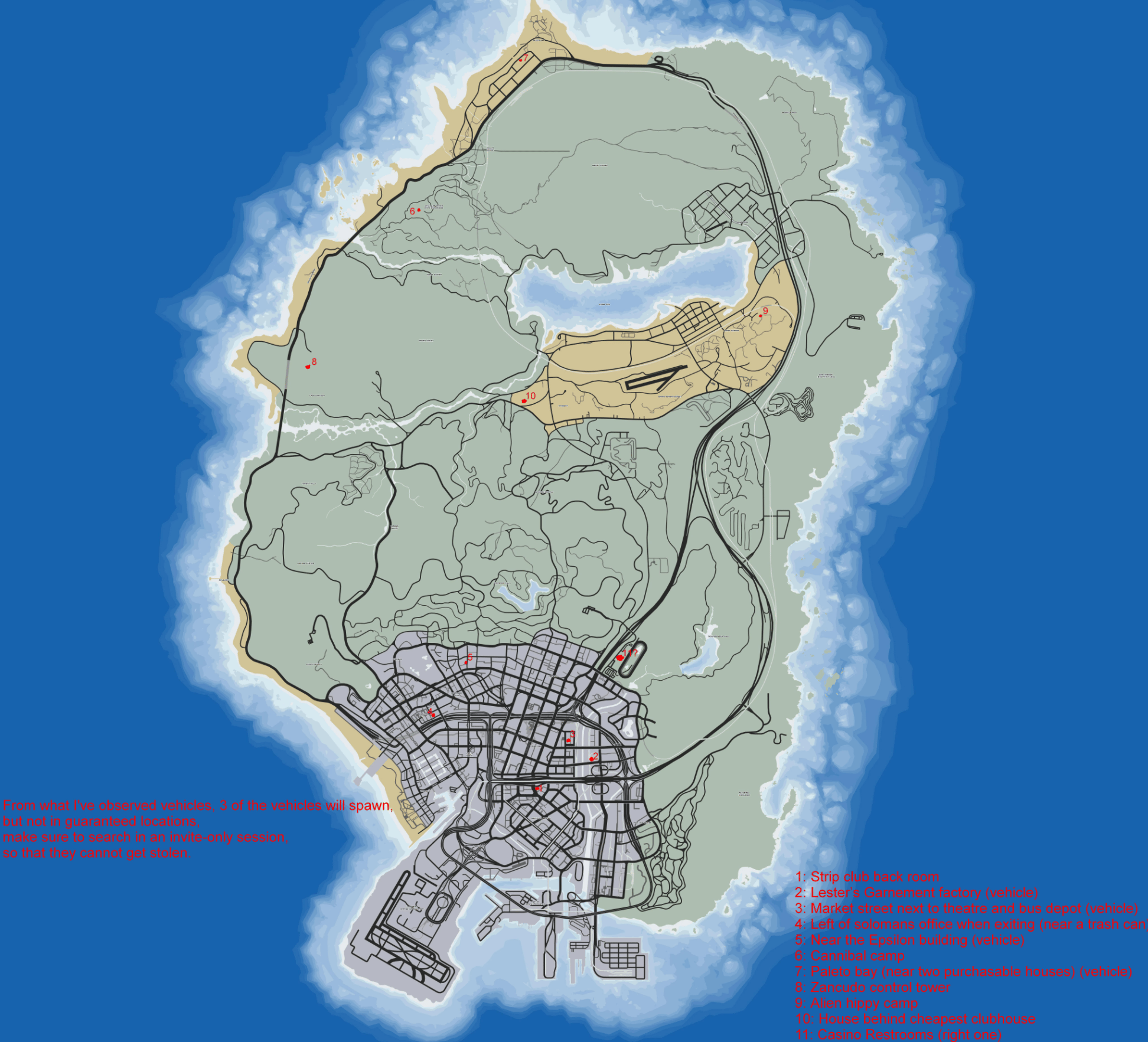 GTA Online annotated map