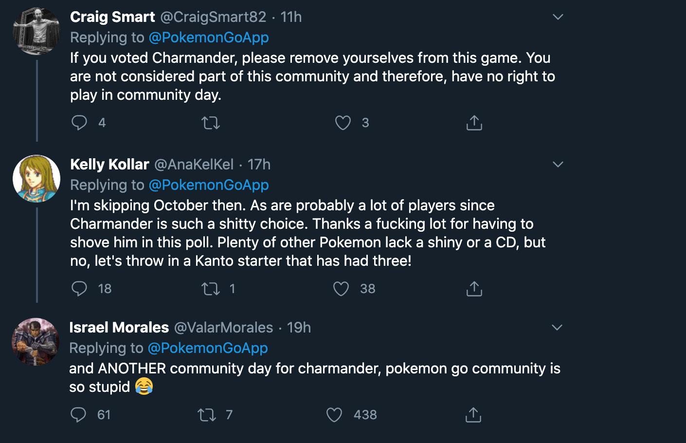 pokemon go charmander twitter comments