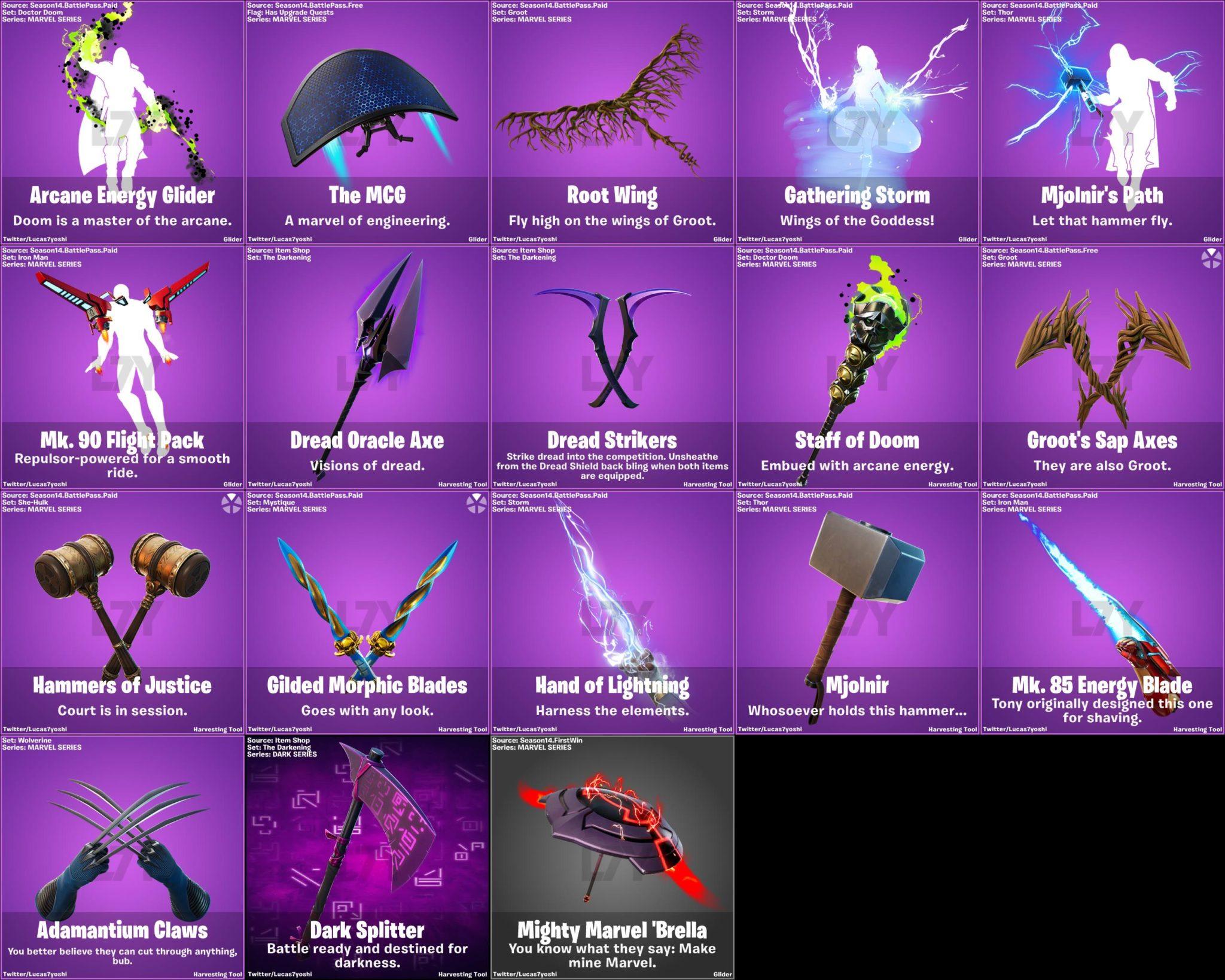 New pickaxes and gliders in Fortnite Season 4