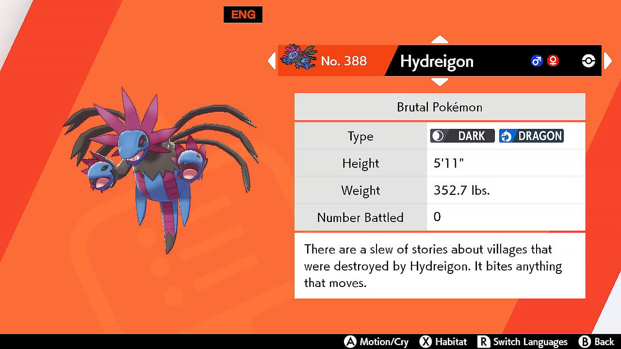 Hydreigon pokemon sword shield