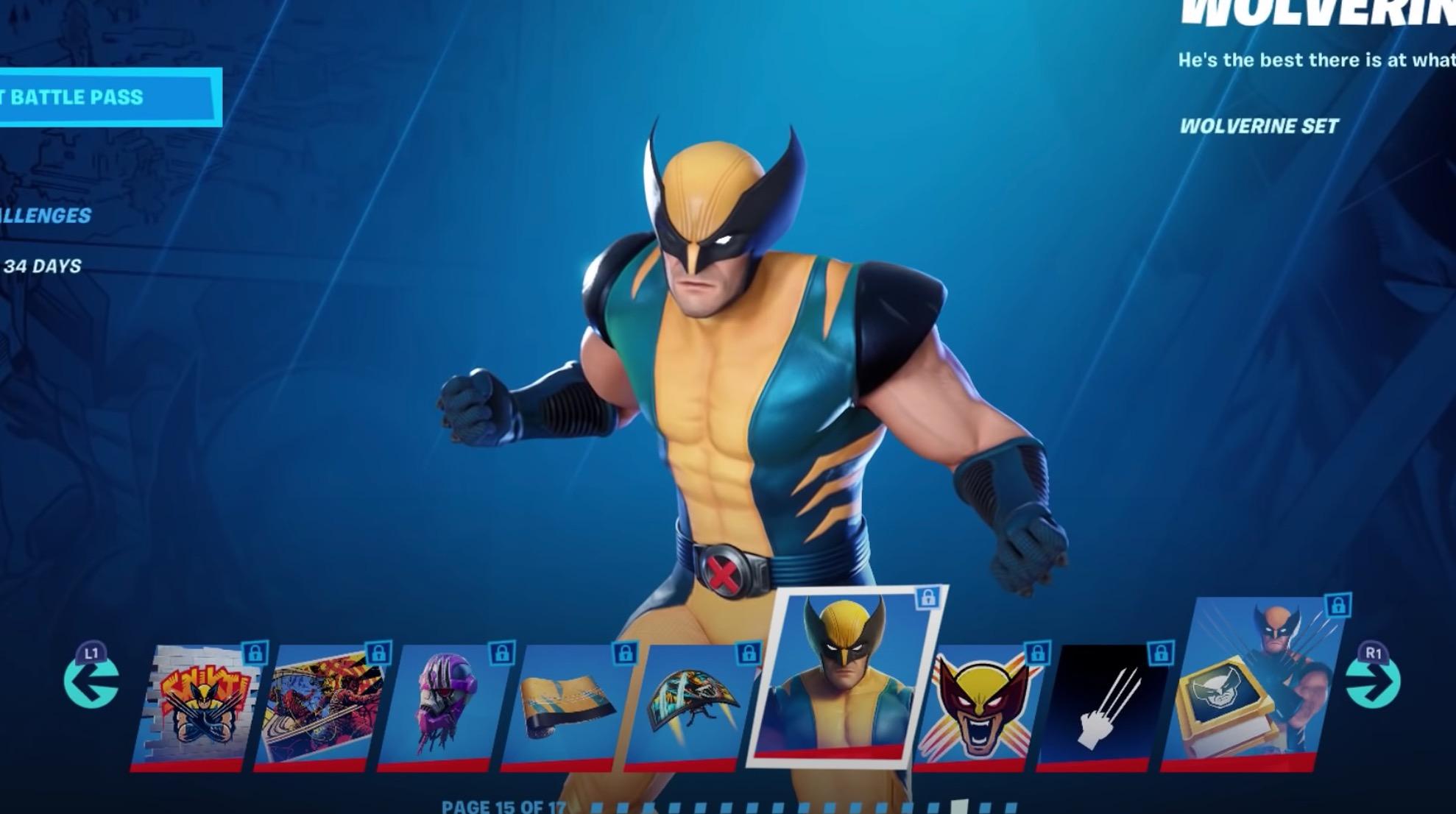 Wolverine cosmetics in Fortnite