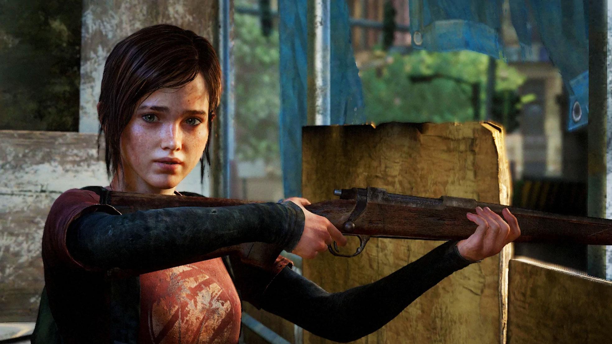ellie holding a gun in the last of us