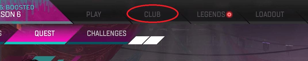 Clubs tab in Apex Legends