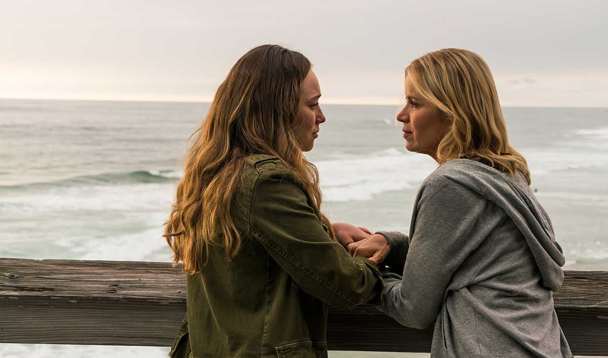 Madison Clark and Alicia from fear the walking dead on a pier