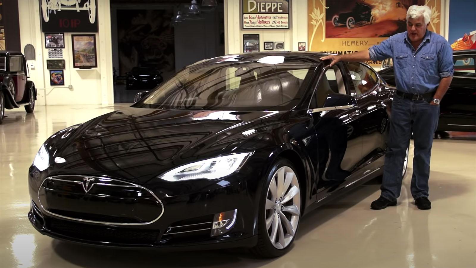 Jay Leno with Tesla Model S