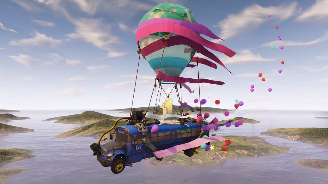 Fortnite bus with birthday skins