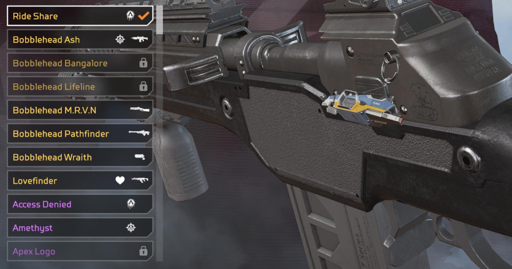 Ride Share weapon charm in Apex Legends