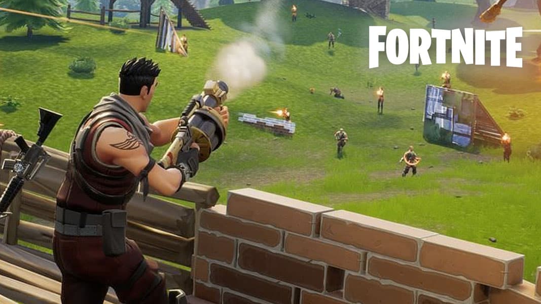 Fortnite character shooting the grenade launcher